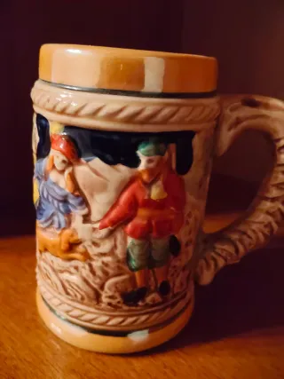 Juego Jarra y 6 vasos para té de cerámica.