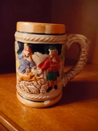 Juego Jarra y 6 vasos para té de cerámica.