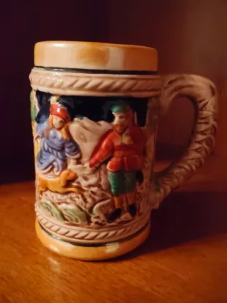 Juego Jarra y 6 vasos para té de cerámica.