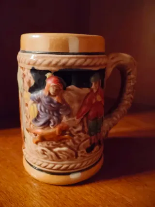 Juego Jarra y 6 vasos para té de cerámica.