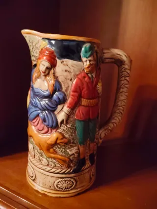 Juego Jarra y 6 vasos para té de cerámica.