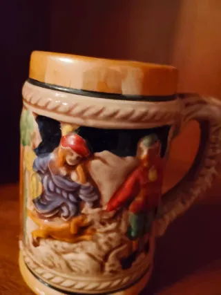 Juego Jarra y 6 vasos para té de cerámica.