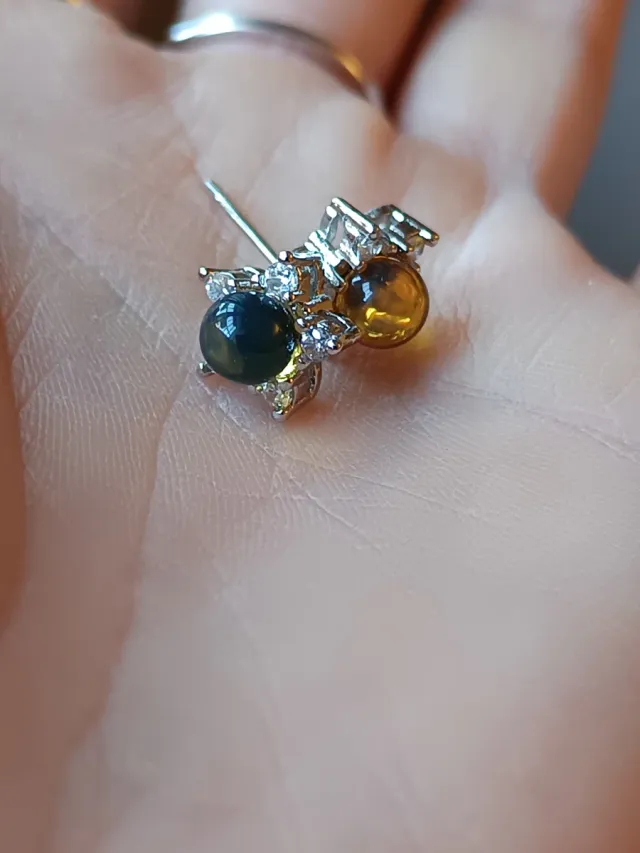 Pendientes de estrella Ámbar y Plata 925