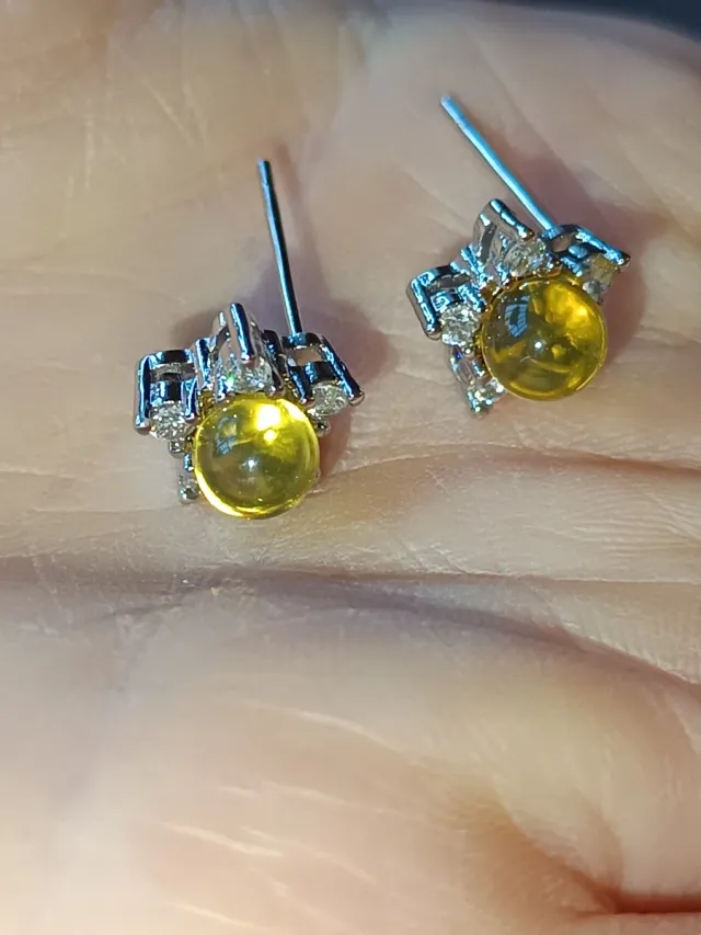 Pendientes de estrella Ámbar y Plata 925