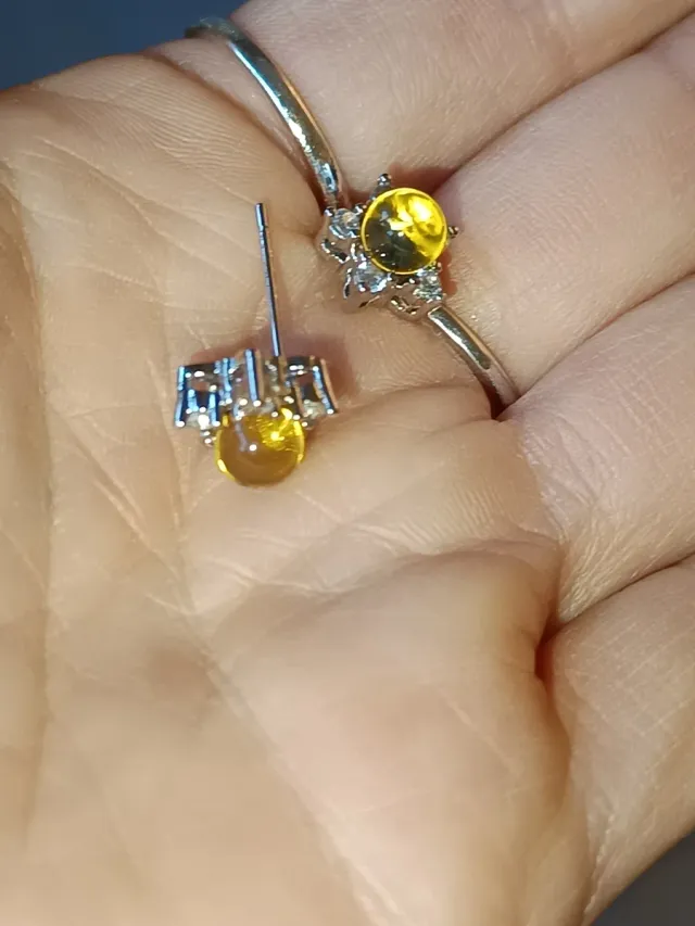 Pendientes de estrella Ámbar y Plata 925