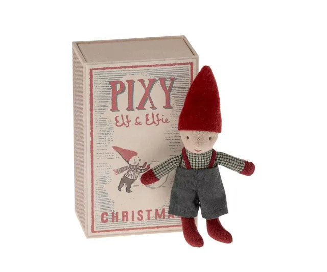 Duende Elf Navidad en caja de cerillas
