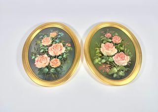 Coppia di quadri floreali vintage Bradford