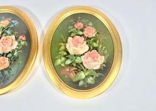 Coppia di quadri floreali vintage Bradford