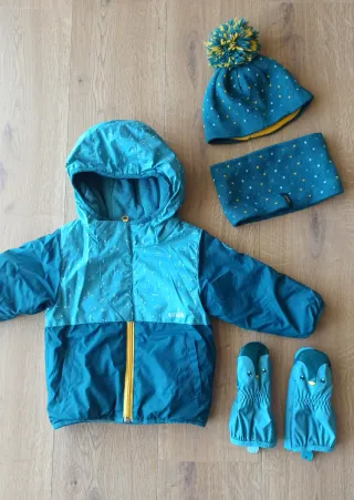Pack chaqueta, manoplas, gorro y Braga nieve