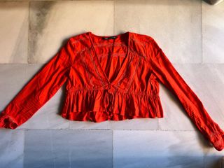 Blusa Zara naranja manga larga