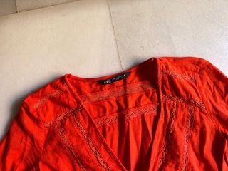 Blusa Zara naranja manga larga