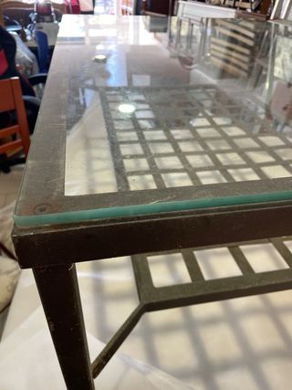 Mesa de centro cristal y metal