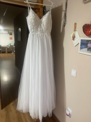 Vestido de Novia Blanco Talla XS /S M con cancán
