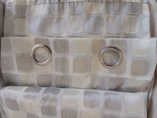 Tende lunghe a quadretti beige e grigio