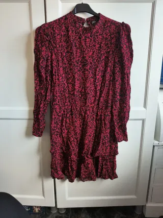 Vestido ZARA estampado leopardo rojo y negro