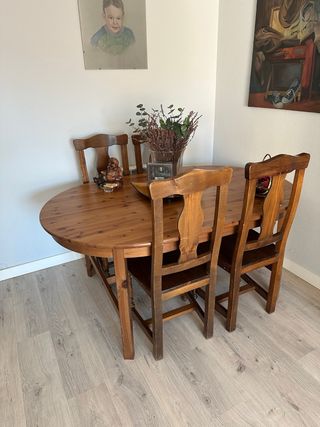 Mesa comedor y 4 sillas madera