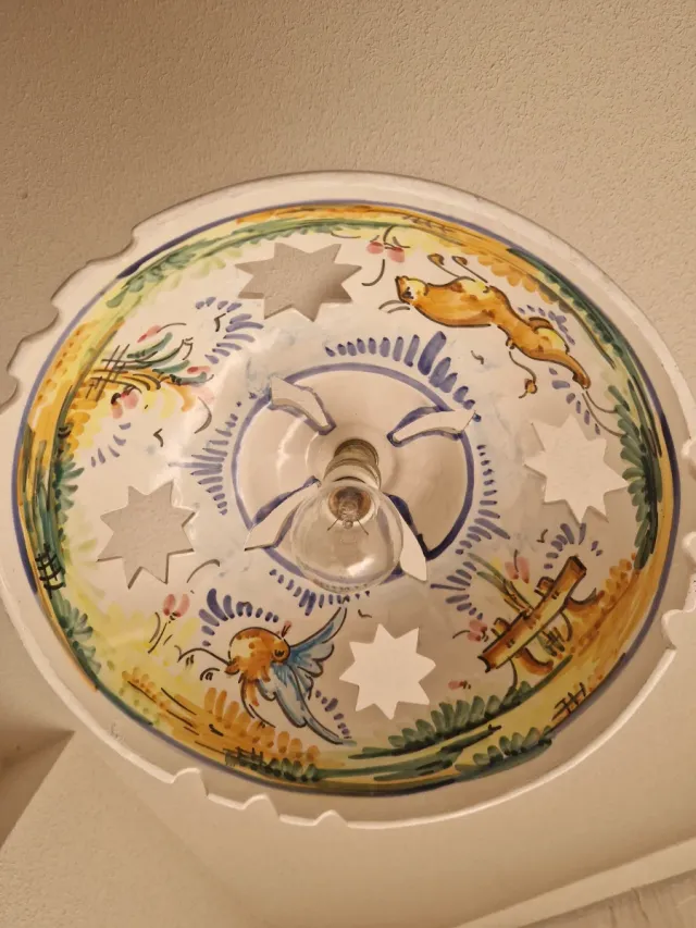 Lámpara de techo cerámica pintada a mano