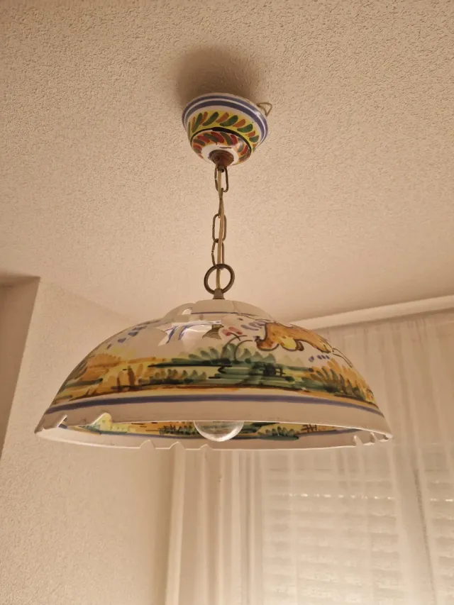 Lámpara de techo cerámica pintada a mano