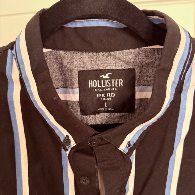 Camisa Hollister Rayas Azul y Blanca Talla L