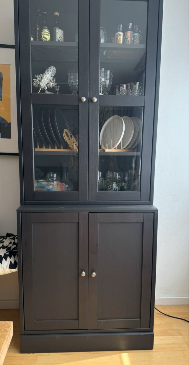 Vitrina Ikea Negra Cristal y Madera