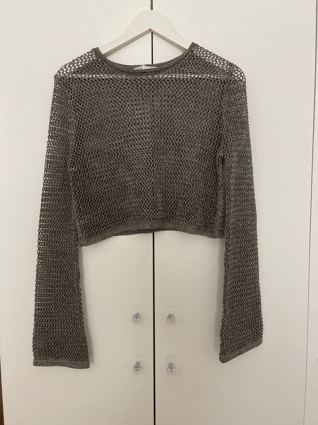 Jersey de punto cropped metalizado Zara