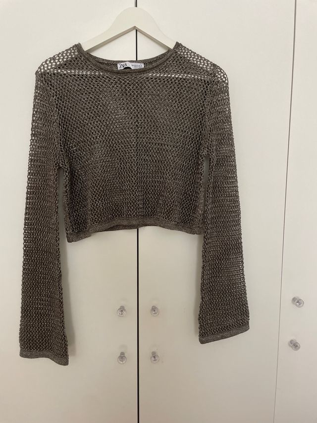 Jersey de punto cropped metalizado Zara