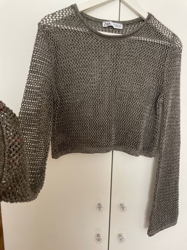 Jersey de punto cropped metalizado Zara