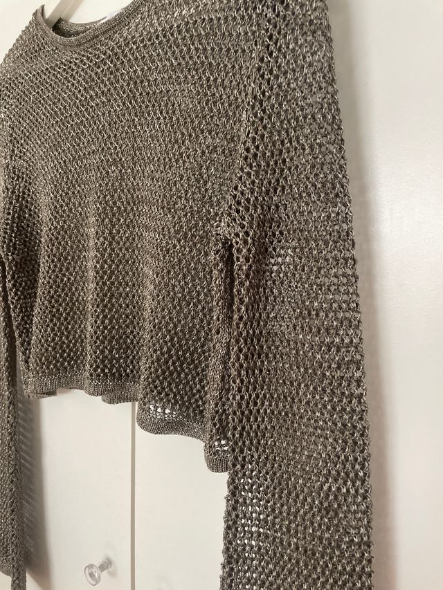 Jersey de punto cropped metalizado Zara