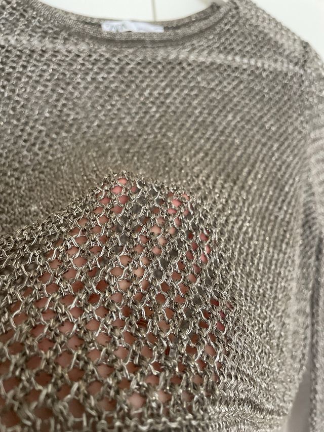 Jersey de punto cropped metalizado Zara