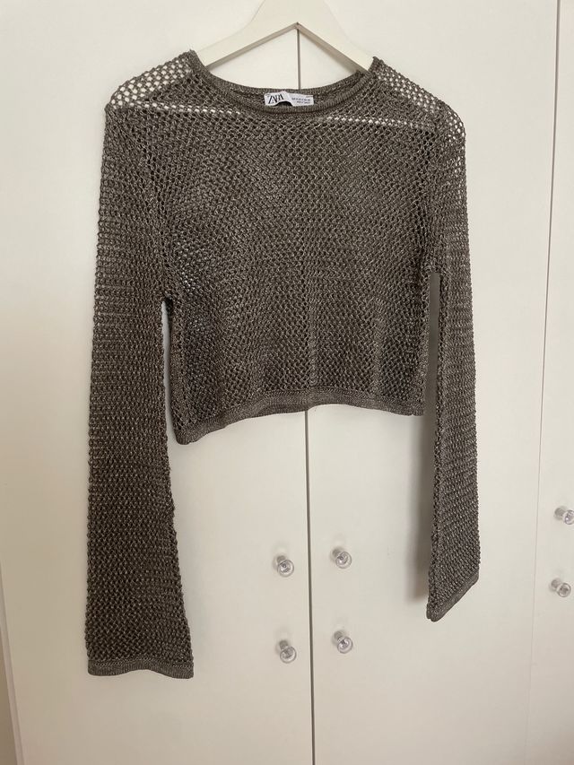 Jersey de punto cropped metalizado Zara
