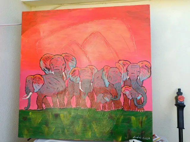 Cuadro Elefantes Acrílico