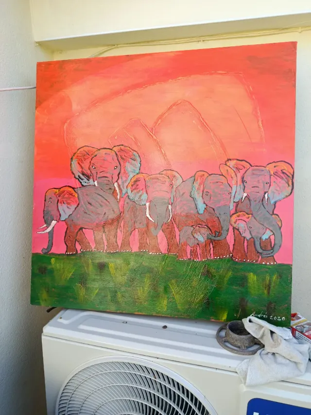 Cuadro Elefantes Acrílico