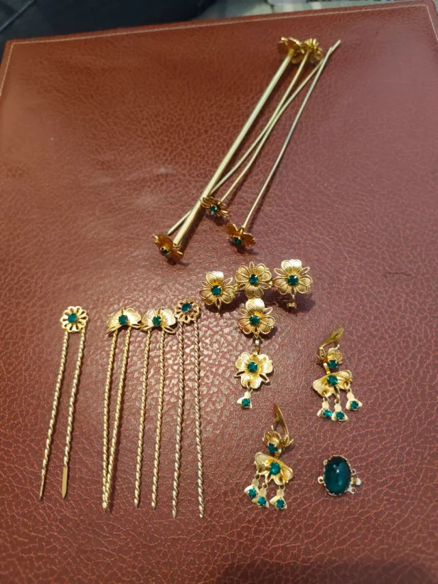 Aderezo Fallera Color Oro y Verde