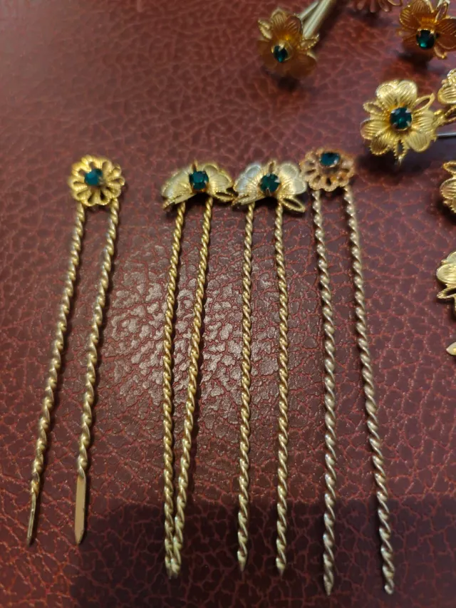 Aderezo Fallera Color Oro y Verde