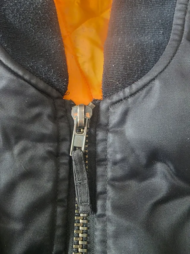 Giacchetta Bomber Vintage Retro Anni 90 Nera Arancione