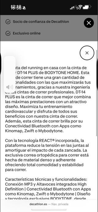 Cinta de correr BODYTONE