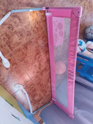 Barrera Cama Infantil Portátil Rosa