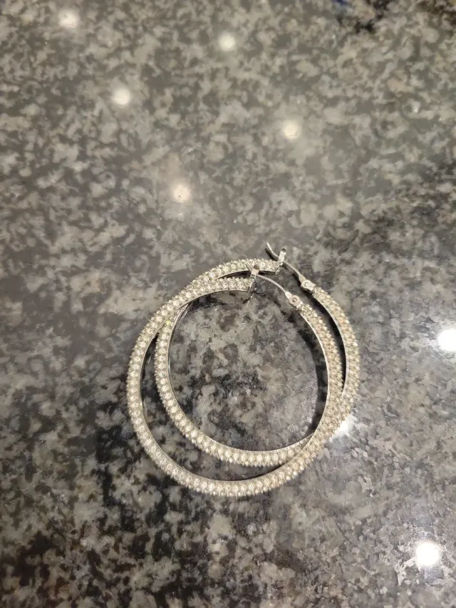 Pendientes Aro Brillantes Plata