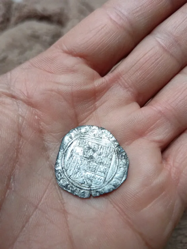 Moneda antigua de plata  Isabel I Fernando V.