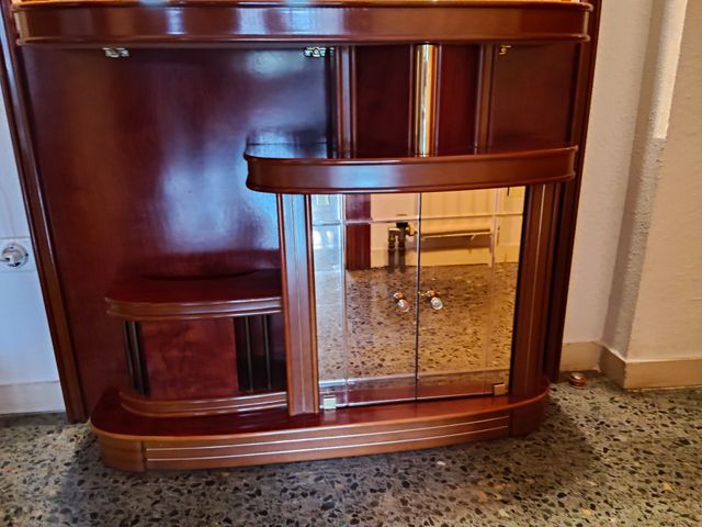 Mueble entrada vintage en madera con espejo