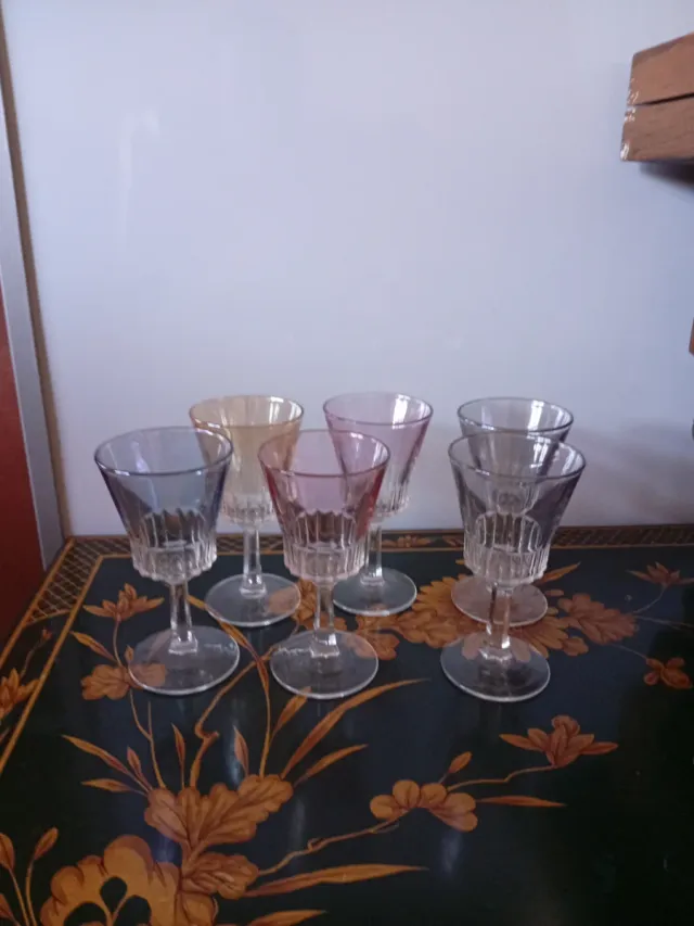 Juego 6 copas de colores cristal