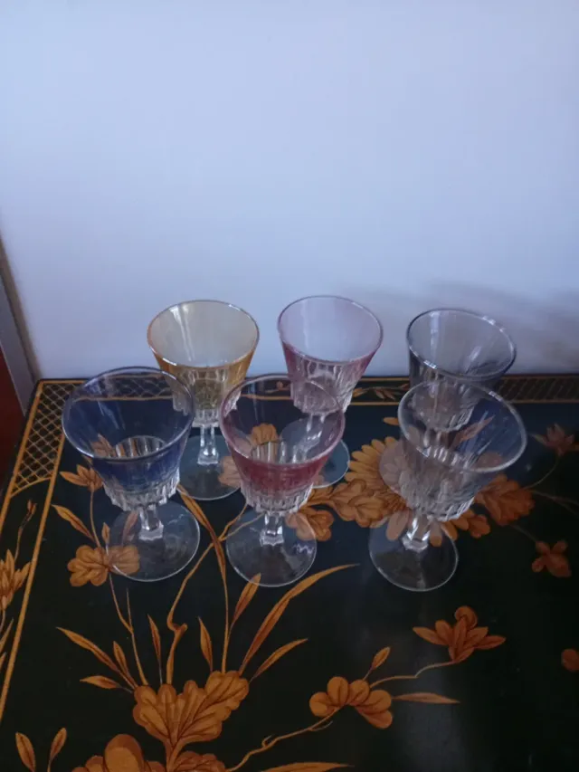 Juego 6 copas de colores cristal