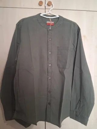 Camisa verde grisáceo algodón L