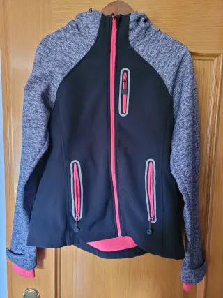 Forro polar mujer negro y rosa