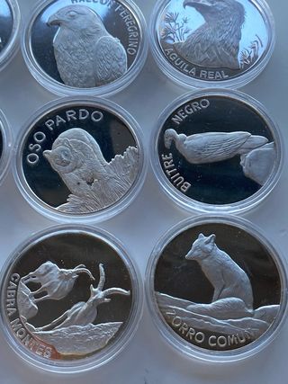 10 Medallas Plata 999 Proof Fauna Ibérica