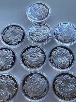 10 Medallas Plata 999 Proof Fauna Ibérica
