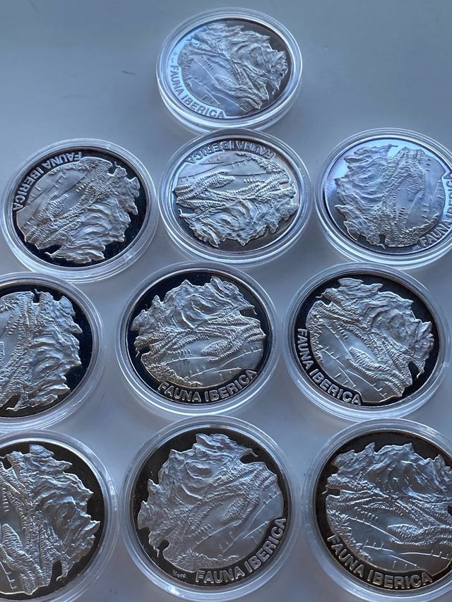 10 Medallas Plata 999 Proof Fauna Ibérica
