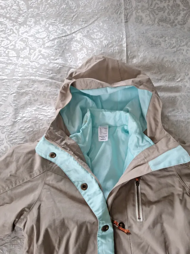 Cazadora Quechua niña beige y turquesa talla 6 año