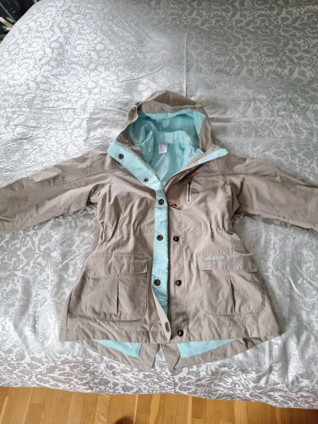 Cazadora Quechua niña beige y turquesa talla 6 año