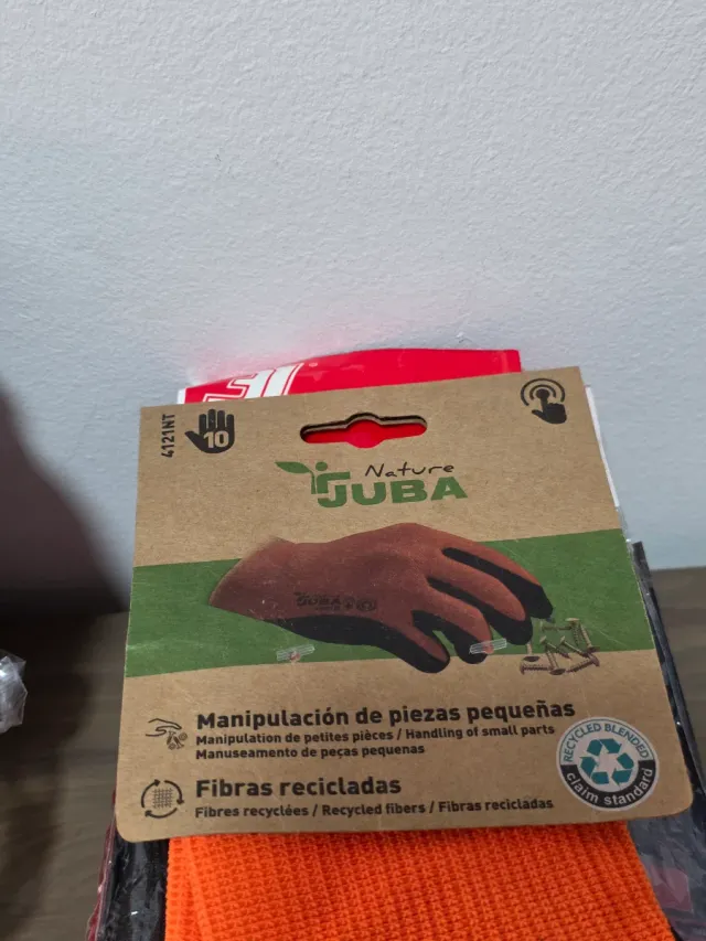 GUANTES DE TRABAJO JUBA NARANJAS y NEGROS.